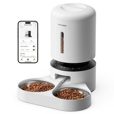 PETLIBRO 5L Automatic Cat Feeder for 2 Cats, Dual Tray with WiFi, White