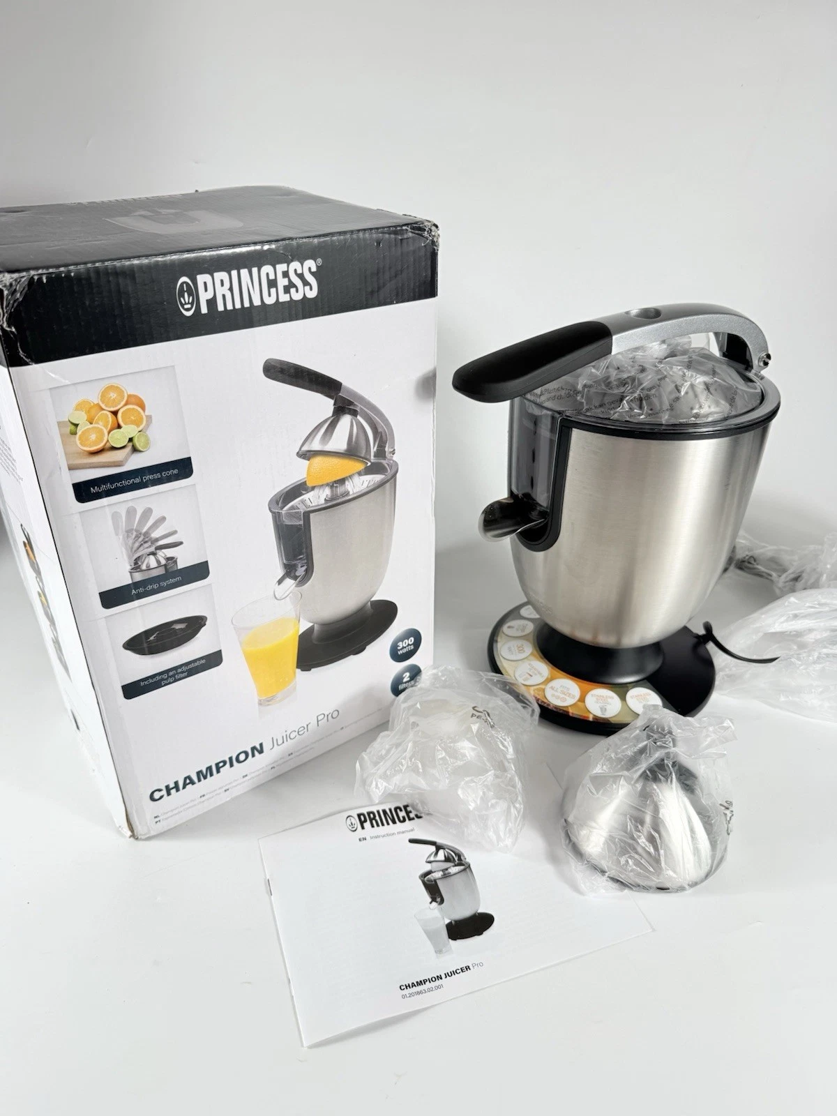 Princess Electric Citrus Press Juicer Pro Orange Juicer Citrus Fruit 201851