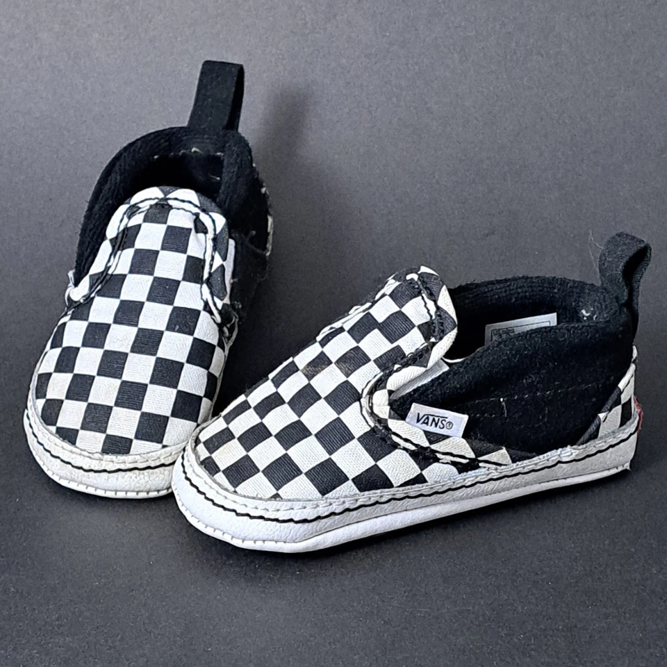 Vans «Off стены» клетчатый скольжения на V кроватки обуви Baby 3.0 младенца черный белый 3 - Изображение 3 из 4