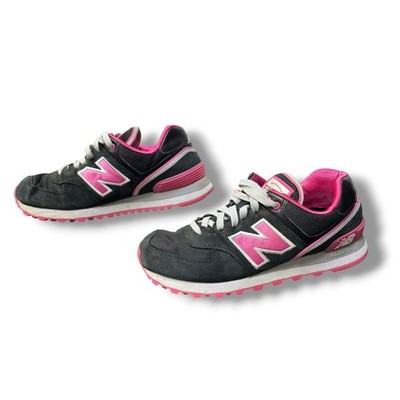 New Balance 574 Womens Sneakers Navy Pink Suede Mesh Running Shoes WL574