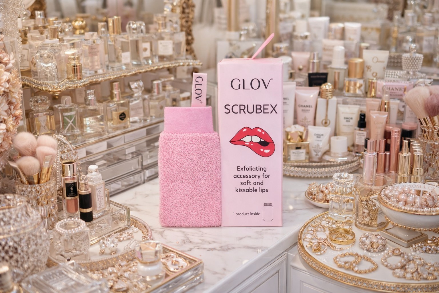 GLOV Scrubex Lip Scrub Mitt Exfoliating Glove for Lips Pink FREE SHIPPING