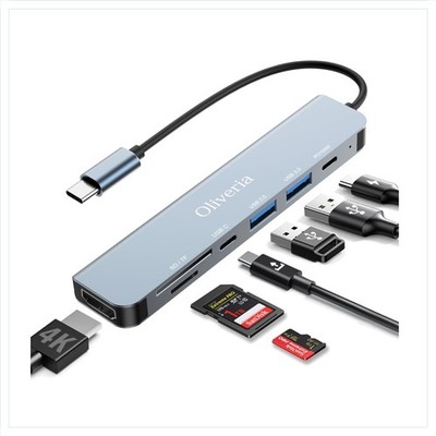 USB C Hub Multiport Adapter 7 in 1 4K HDMI SD TF Kartenleser 100W PD für MacBook