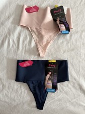 NEW MAIDENFORM Shaping Thong Panty FIRM Control Nylon Cooling 2 Pair Medium