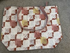 Image of Radley Pink And White Canvas Large Shoulder Tote Bag With Zip Closure Brand New