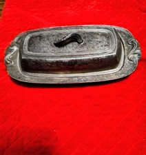 Ancien BEURRIER & COUVERCLE Tudor assiette argent ONEIDA communauté 