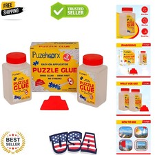 Jigsaw Puzzle Glue, Easy-On Applicator Pack of 2, Non Toxic Clear Glue for 10...