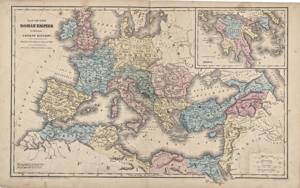 Mapa IMPERIO ROMANO 1845 ORIGINAL (17x10,5) Germania - Italia - Dacia - Hispania Foto 2 de 3