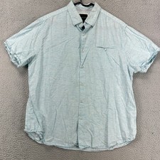 Denim Flower Ricky Singh Mens XL Shirt Button Up Light Blue Short Sleeve Pocket