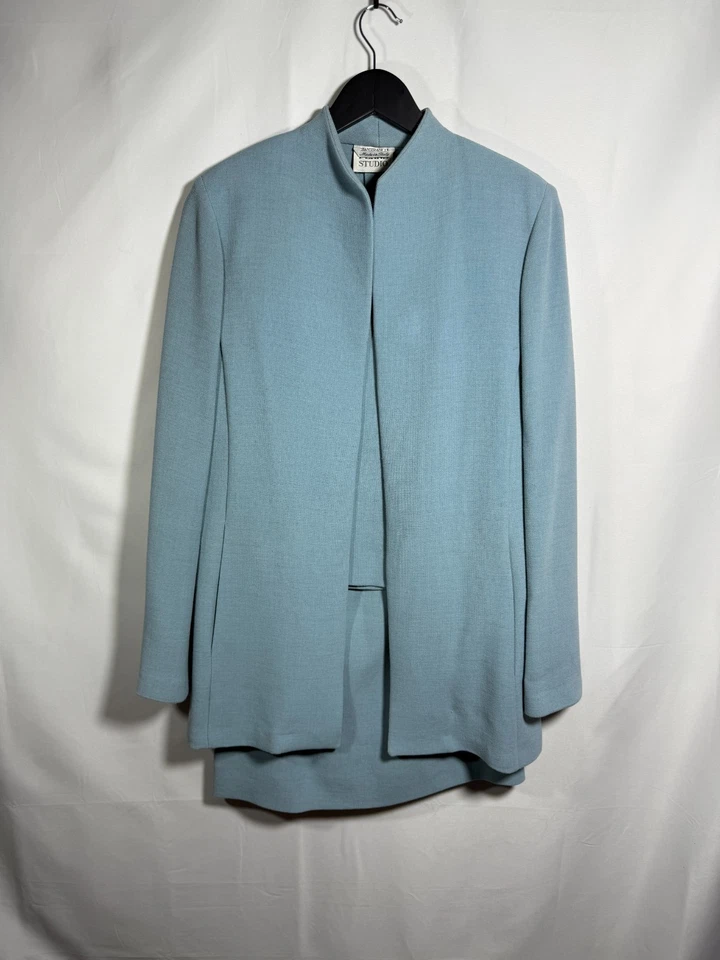 Gianfranco Ferre Studio шерстяная смесь юбка костюм комплект светло-синий размер 8 - Изображение 2 из 4