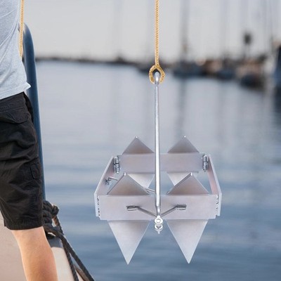 25 lb Folding Box Anchor Hold Slide Cube Galvanized Steel Boat Anchor Foldable