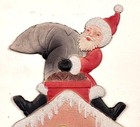 Vintage Die Cut Merry Christmas Santa Claus on Chimney Flat W Germany 9" Tall — photo 4