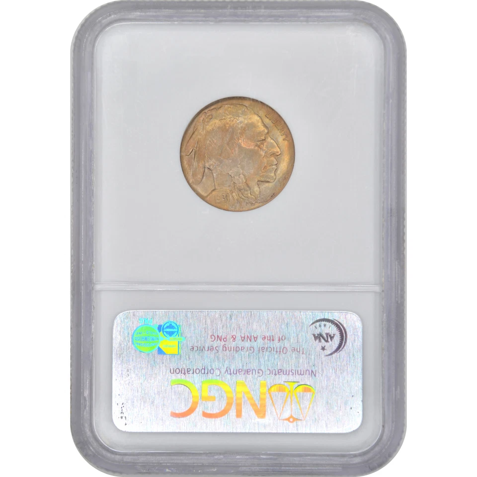 1931-S 5C Buffalo Nickel NGC MS64 CAC - Fantastic Rainbow Toning - Image 2 of 4