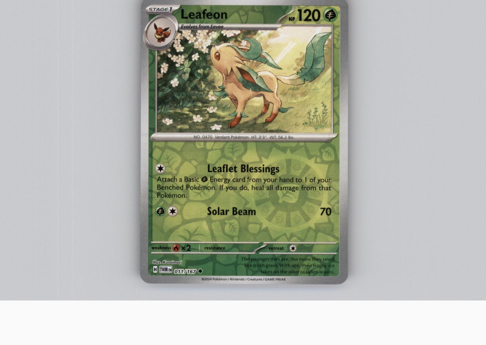 Pokémon TCG Leafeon 11/167 Twilight Masquerade Reverse Homo NM