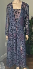 Vintage Victoria’s Secret Heart Label Burnout Nightgown and Robe Set 90s Sz S/M