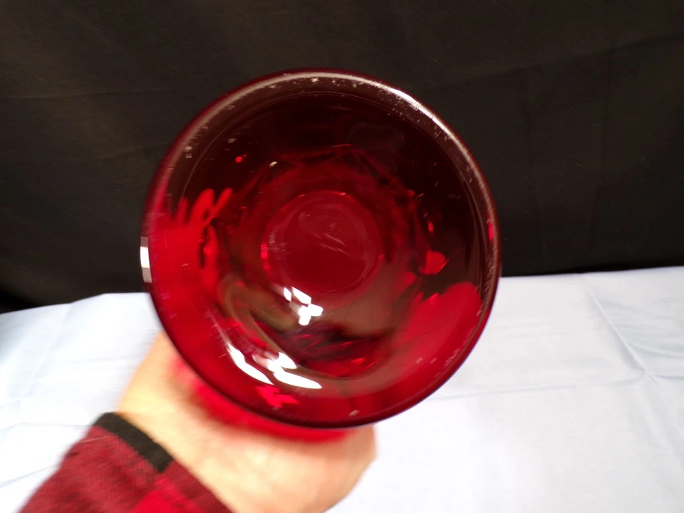 Vintage Fenton Ruby Red Glass Georgian Vase 8 1/4" Tall WATER STAINS - Image 4 of 4