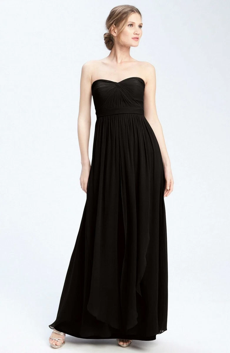 Jenny Yoo Aidan Convertible Strapless Chiffon Gown Black Size 4