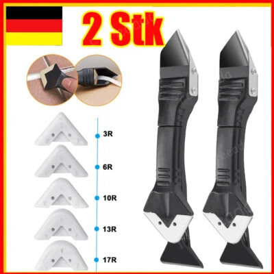 MARKENLOS 2Stk 3 in1 Silikonentferner Set Werkzeug Fugenentferner Schaber Profi Werkzeug