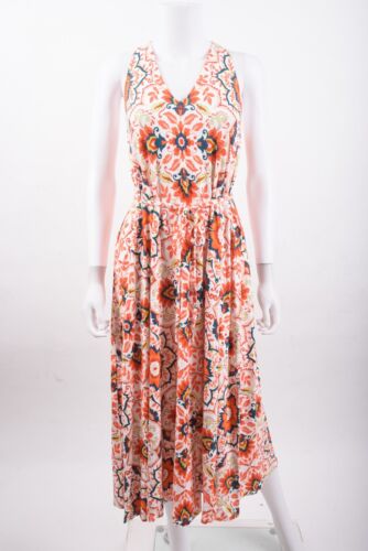 Boden Womens Jersey Maxi Dress V-Neck UK 8P US 4P Multi-Color Floral Orange NWT