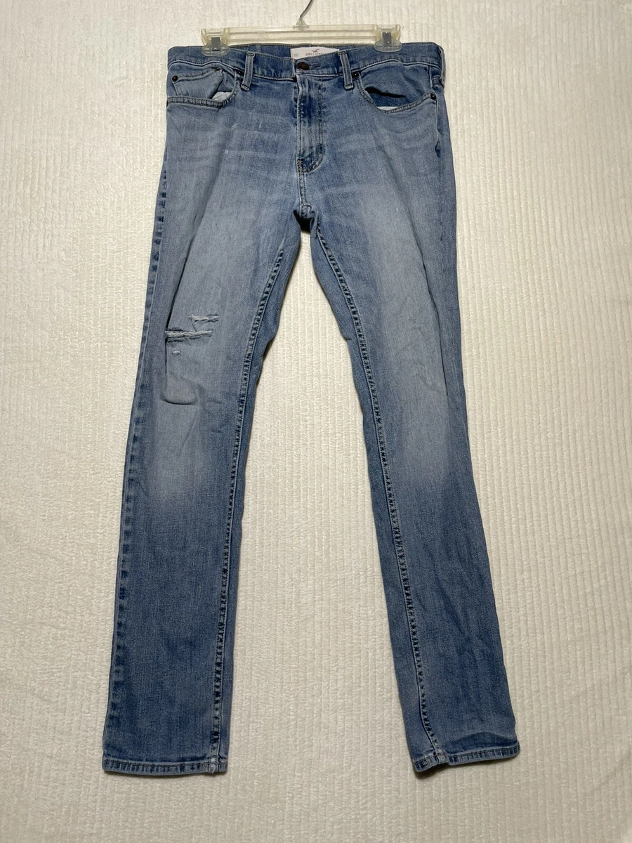 Hollister Jeans Men s Skinny Stretch Size 32x32 Light Wash Blue
