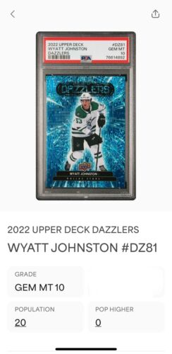Wyatt Johnston 2022-23 Upper Deck Series 2 Blue Dazzlers RC #DZ81 PSA 10 GEM MT