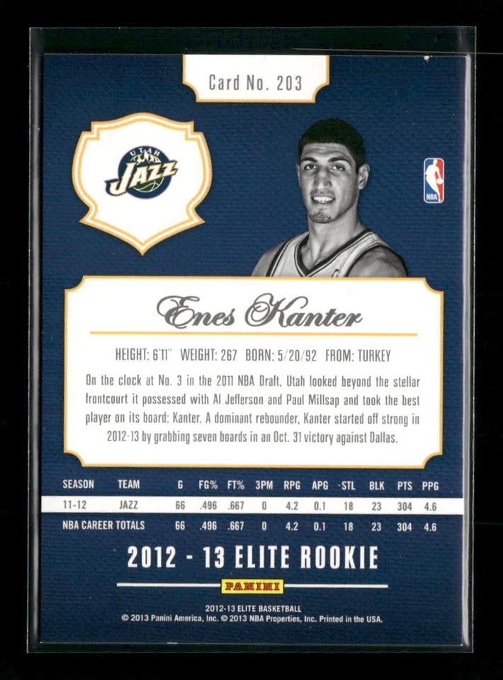 2012-13 Panini Elite #203 Enes Kanter #/599 - Image 2 of 2
