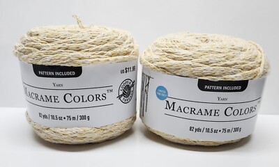 Loops & Threads 'Yellow Marl' Macrame Color Yarn 10.5 oz 82 yds. Lot of 2