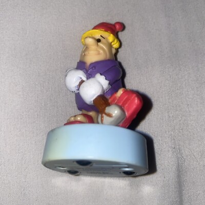 1990 Barney Rubble Ice Skating figure on ball bearing platform