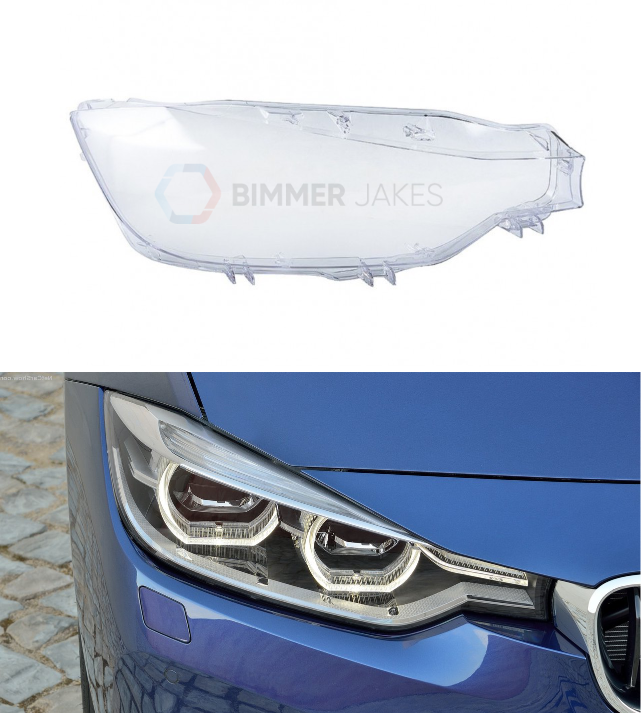 Lente Faro Destro Per BMW F30 F31 Facelift 2016-2018 | In Policarbonato Con Rivestimento UV | Lato Passeggero