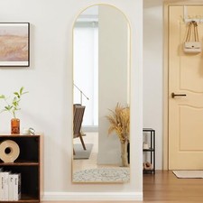 Full Length 59" Arched Mirror Standing Leaning Alloy Frame Hanging Floor Mirror