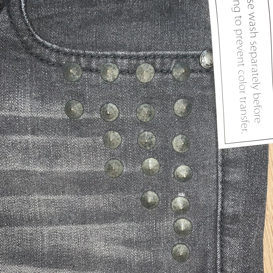 Women’s Junior 3 Regular NOBO Lowrise Bootcut Black Fashion Spike Stud Jeans NOS - Image 4 of 4