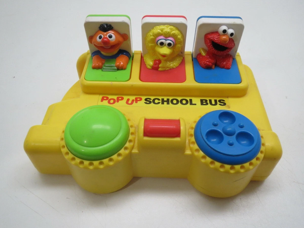 Sesame Street POP UP SCHOOL BUS Toy - Vintage, Tyco, Ernie Elmo Big Bird