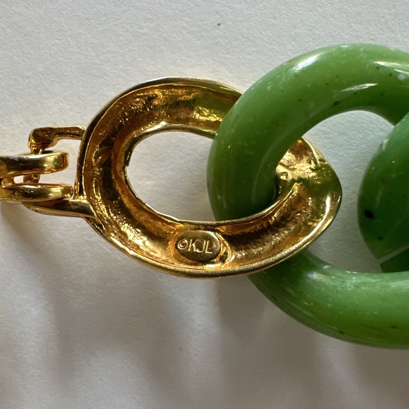 Kenneth Jay Lane Jade Resin & Goldtone Large Link… - image 5