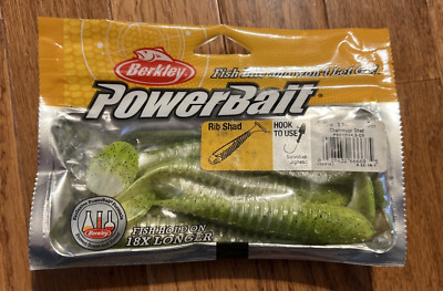 Berkley Powerbait Rib Shad Bait 4.5'' 11cm Fishing Bait 5pc Lures Fish Chartreuse