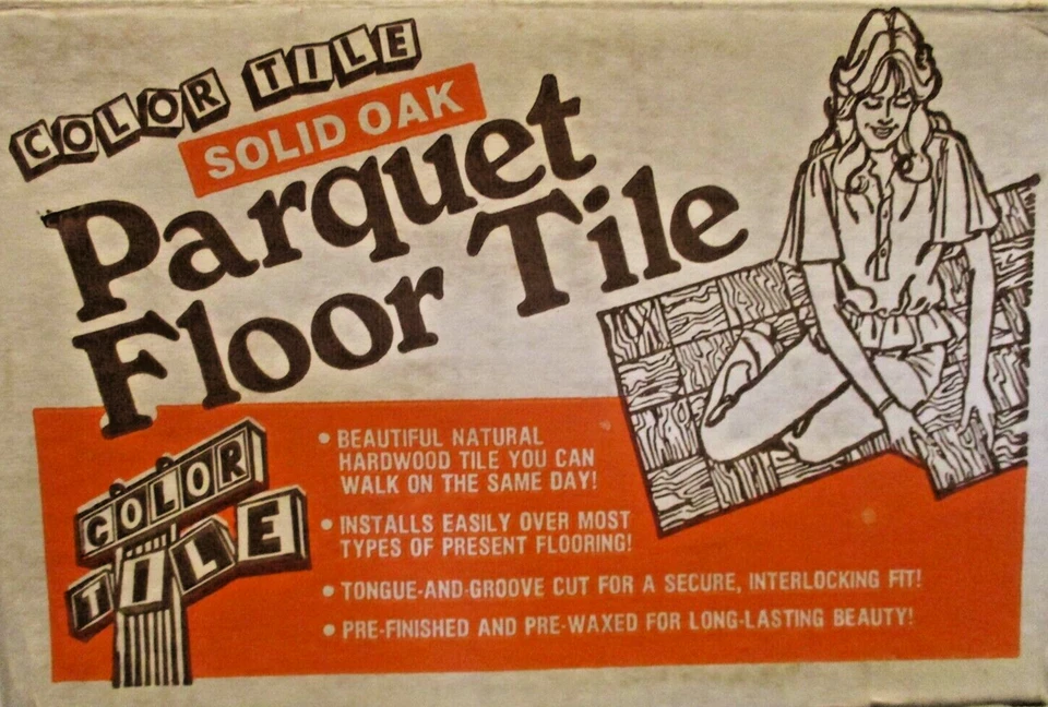 (1) Azulejo Color 6"x6" EE. UU. 1970 Miel Rústico Roble Madera Encerada Parquet 7 Tiras de Dedos Foto 2 de 4