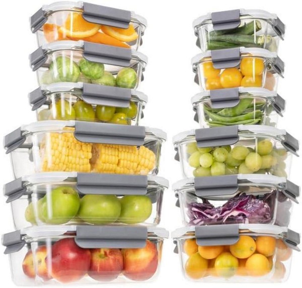 24Tlg. Genicook Glas Frischhaltedosen Vorratsdosen Set Luftdicht-image