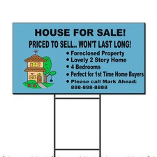 House For Sale Priced To Sell Custom Message Plastic Yard Sign /FREE Stakes