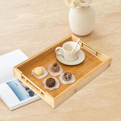 Bamboo Serving Tray Teacups Tableware Food Tray for Home Decor Lunch Snacks