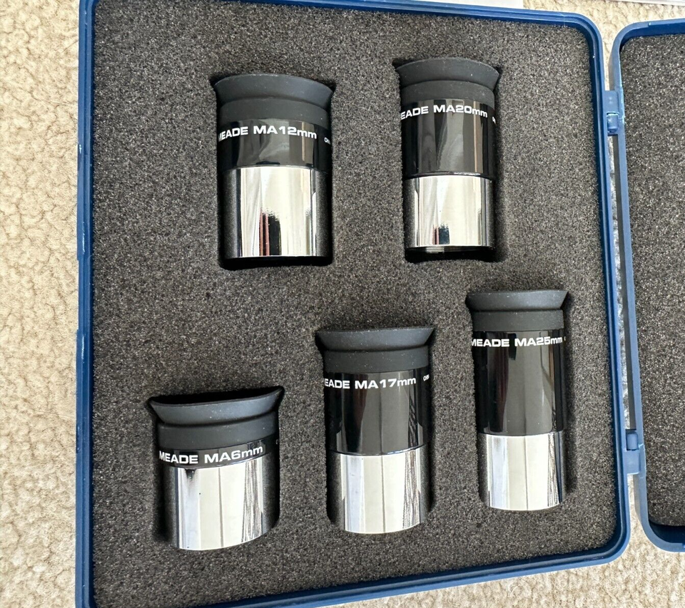 Set of 5 Meade Telescope Eyepiece Set 6 12 17 20 25 mm W/ Case eBay