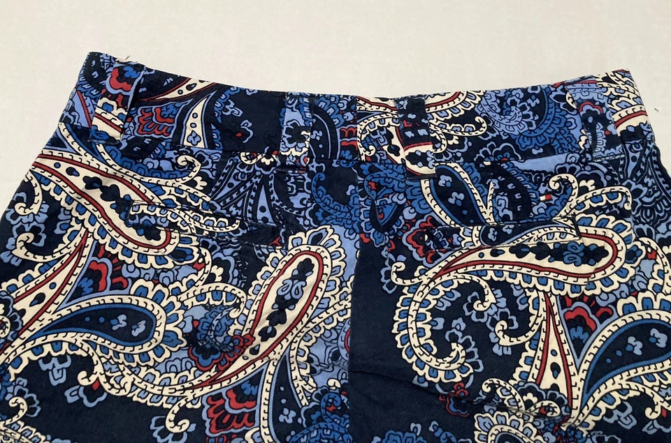Tommy Hilfiger Mujer Azul/Paisley Chino Board Shorts 8 1/2 Entrepierna Talla 4 Algodón Foto 4 de 4