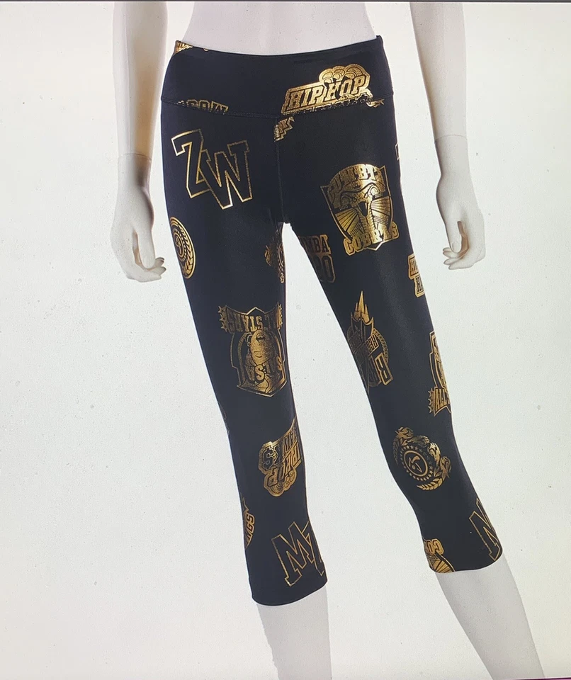 Leggings Zumba All Stars Capri Adulto Extra Pequena Dourada~Preta Feminina - Imagem 4 de 4