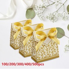 Gold Ribbon Favor Boxes For Weddings Parties Christenings Engagement 100-500pcs