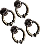 Antique Bronze Ring Pulls, 4 Pcs Round Drawer Pull Rings Single Hole Drop Knob w