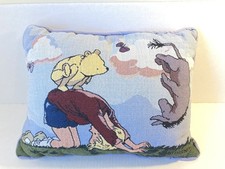 VTG Disney Winnie the Pooh Christopher Robin Eeyore Tapestry Pillow 15  x12.5  