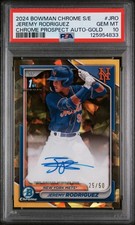 2024 Bowman Chrome Sapphire Prospects Auto Gold Jermy Rodriguez PSA 10