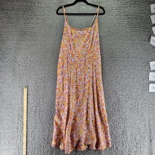 Old Navy Dress Womens XL Tall Orange Floral Spaghetti Strap Maxi Dress