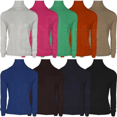 UK HIGH STREET Ladies Roll Neck Jumper Top ex M S Long Sleeve Ribbed Soft Stretch New UK Size