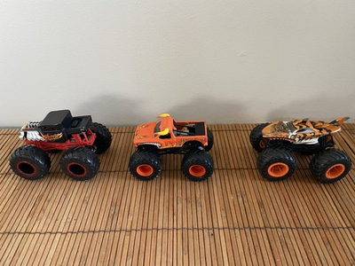 #ad Hot Wheels Monster Trucks Lot of 3 Bone Shaker El Toro Loco Tiger Shark AU $49.95