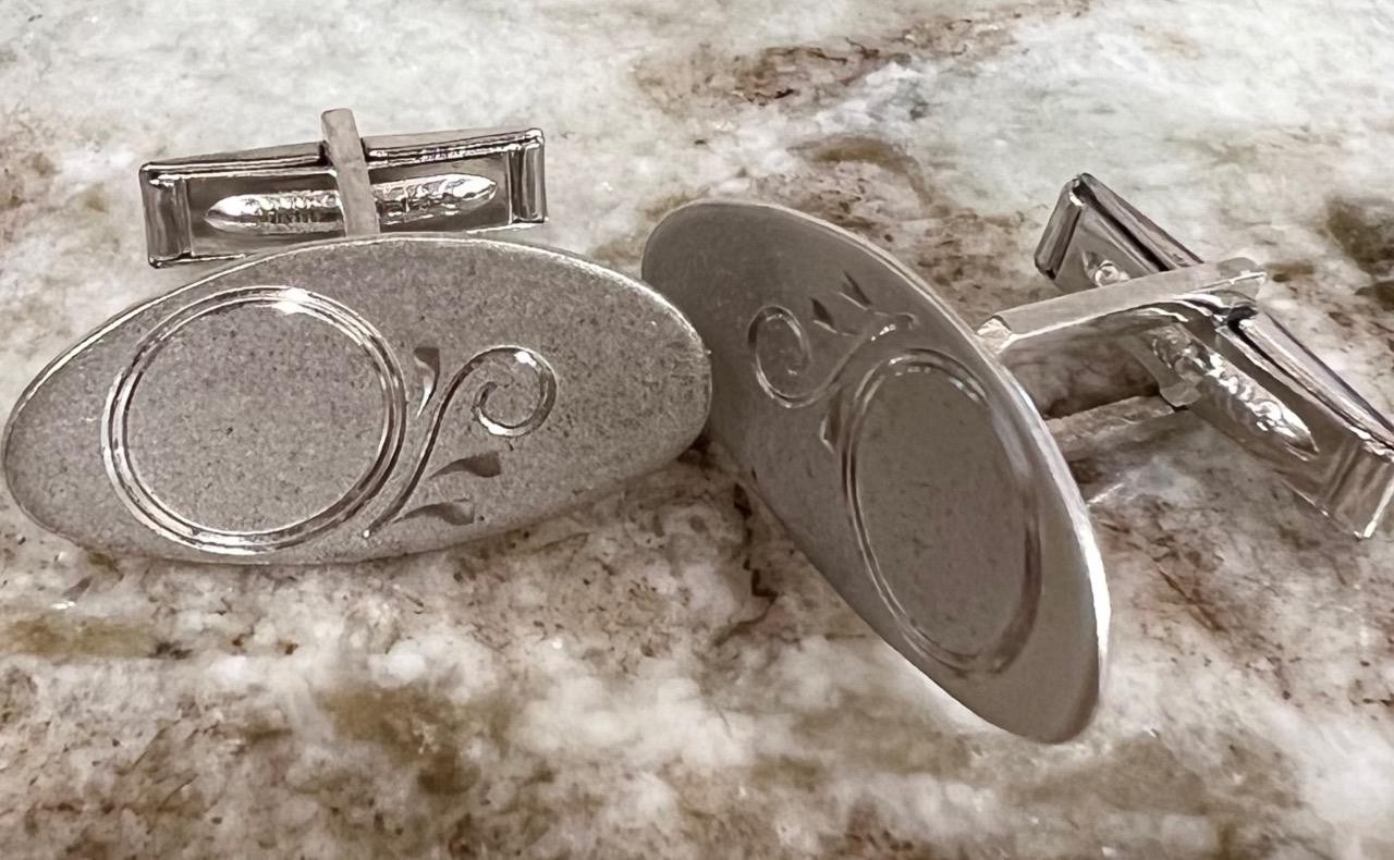 SOLID Sterling Silver Cufflinks Art Deco MCM Retr… - image 4