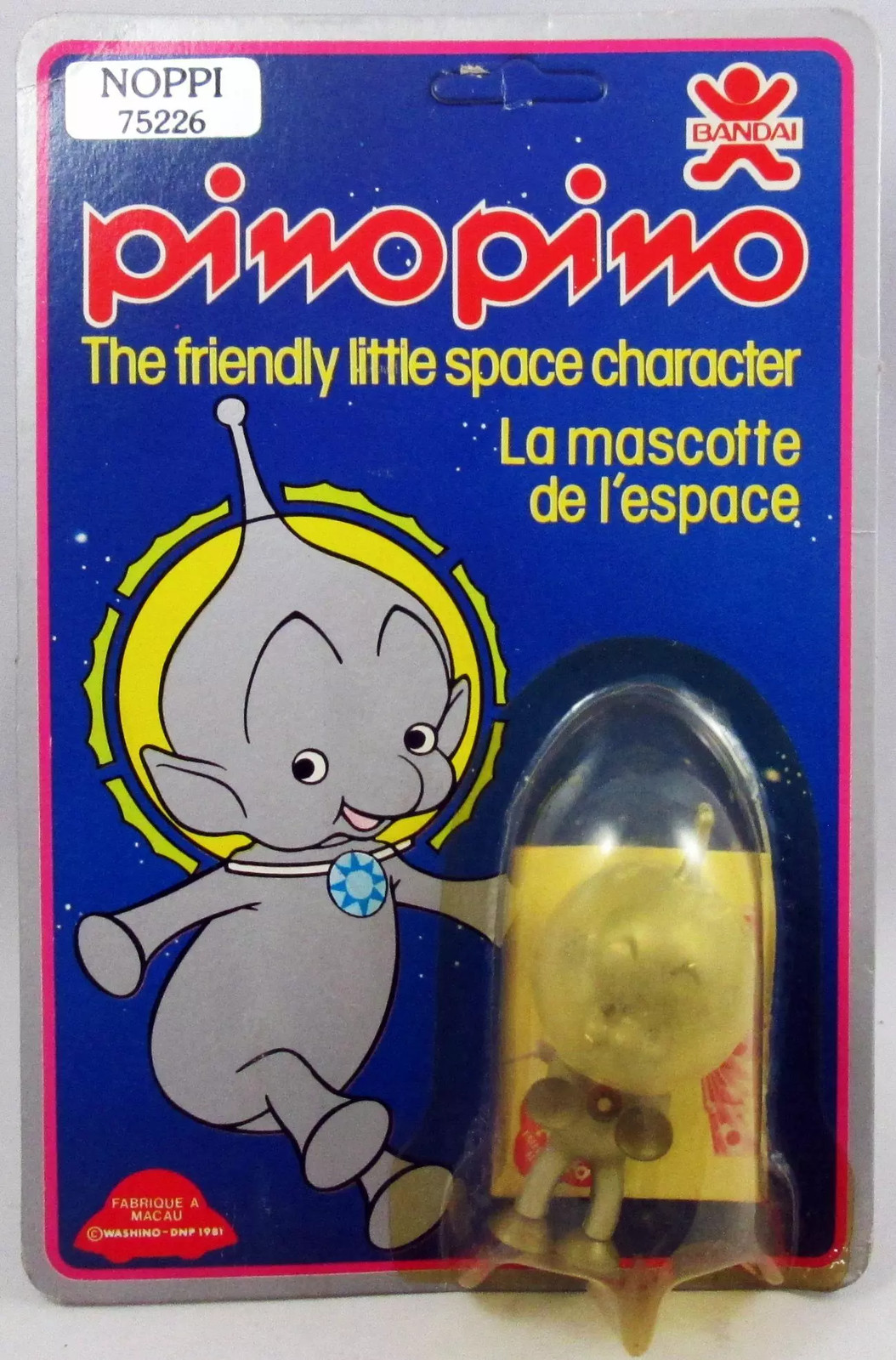 Pino Pino La Mascotte de l'Espace Noppi figurine Bandai 1981 jouet ancien