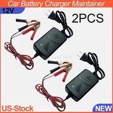 2pcs 12v Car Battery Charger Maintainer Trickle Rv For Motorcycle Truck Atv Auto